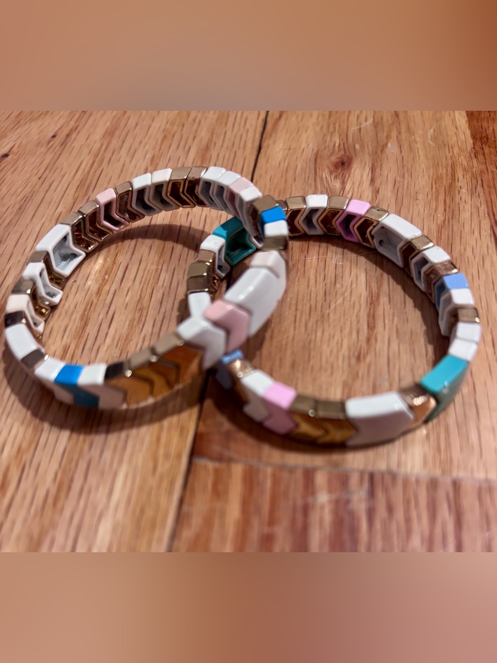 Multicolor Enamel Chevron Stretch Bracelets - Women Jewelry